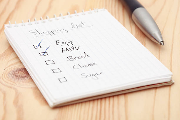 istock Shopping list and pen 182411653