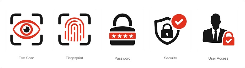 These are beautiful handcrafted pixel perfect Red and Black Filled Cyber Security icons