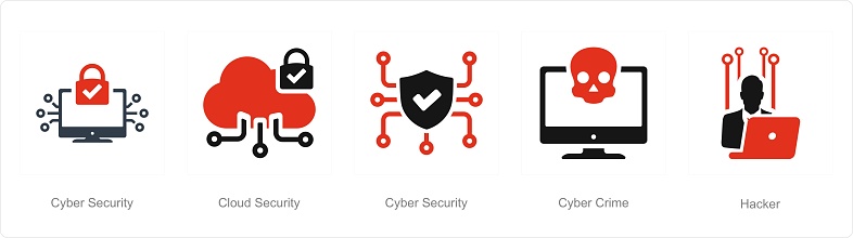 These are beautiful handcrafted pixel perfect Red and Black Filled Cyber Security icons