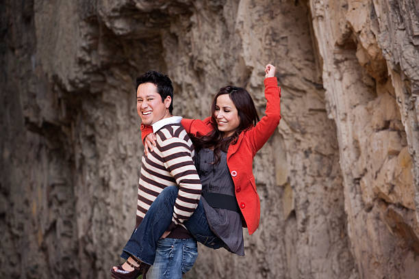 Couple outdoors stock photo