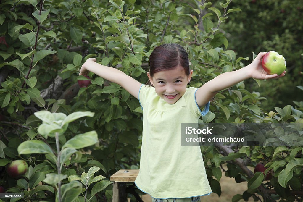 Jeune fille dans un verger - Photo de 4-5 ans libre de droits
