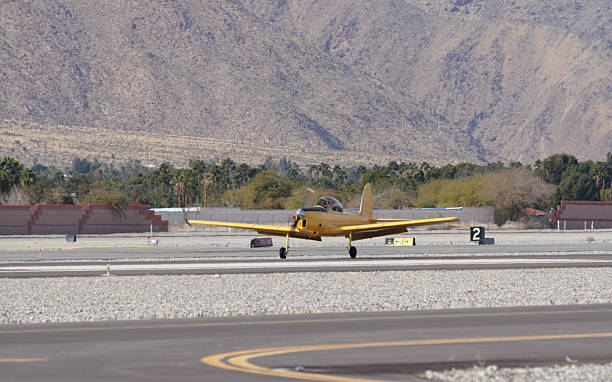 Vintage de-Havilland Chipmunk touching down.
