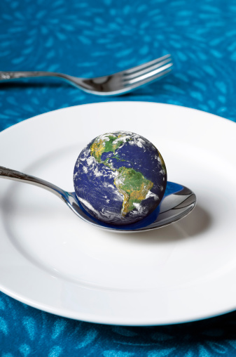 Earth on a spoon on plate Earth image:http://www.visibleearth.nasa.gov
