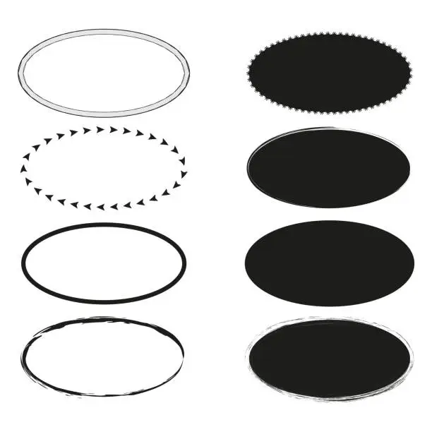 Vector illustration of Set of grunge oval frames. Vector illustration. EPS 10.