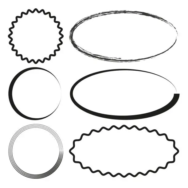 Vector illustration of Set of grunge oval frames. Vector illustration. EPS 10.