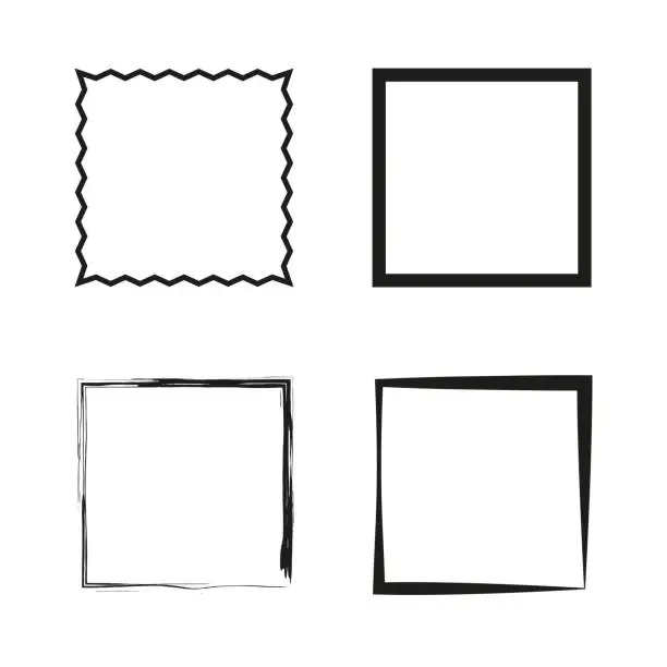 Vector illustration of Set of grunge square frames. Vector illustration. EPS 10.