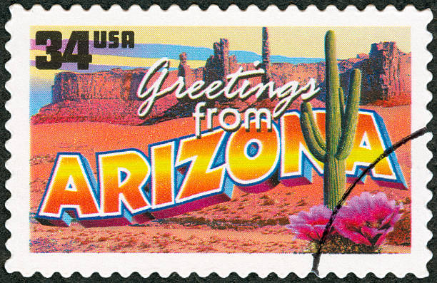 우표 - arizona postage stamp cactus travel 뉴스 사진 이미지