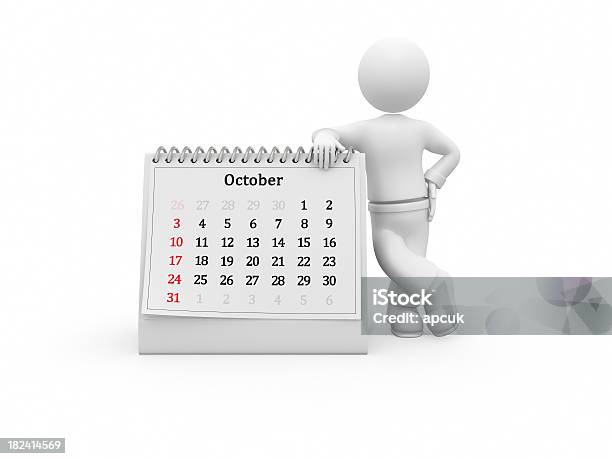 3 D Blanco De Carácter Y Descktop Calendario El Mes De Octubre Foto de stock y más banco de imágenes de Acontecimiento anual