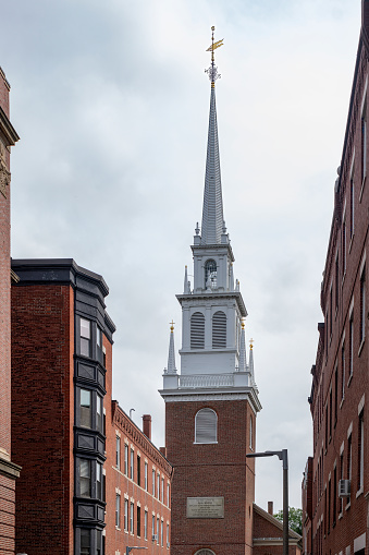 One of the many beautiful churches located in the city of Boston.  Park Street church was built in 1804 and had its first congregational meeting in 1810.