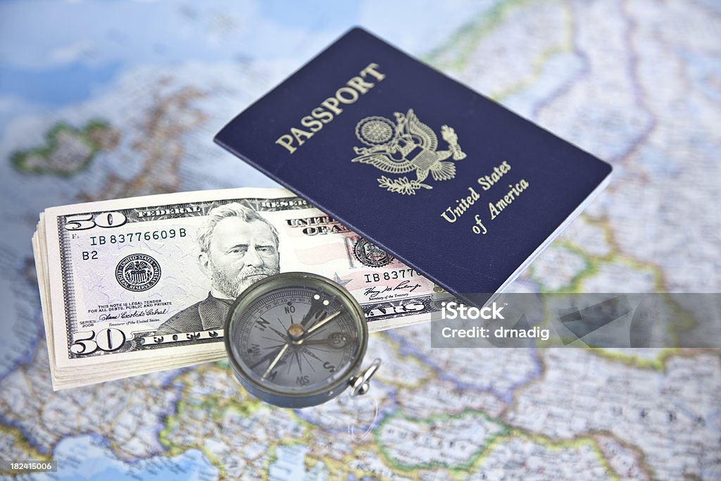 Travel Preparations Items gathered for a trip. Business Travel Stock Photo