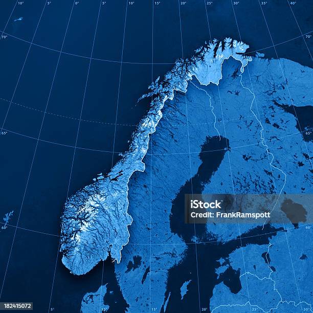 Norway Topographic Map Stock Photo - Download Image Now - Norway, Map, Three Dimensional