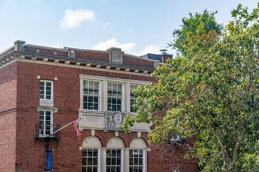 Cambridge, USA - June  10, 2017: The historic architecture of the Massachusetts Institute of Technology in Cambridge, Massachusetts, USA on a sunny day.