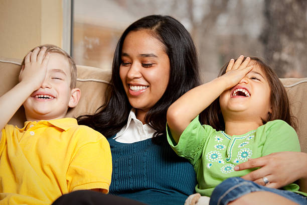 Silly Laughing Children stock photo