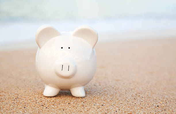 istock Piggy Bank On the Beach 182415931