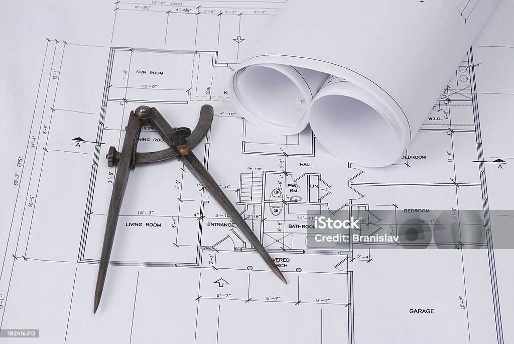 청사진 마무리 - 로열티 프리 설계도 스톡 사진