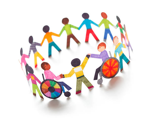 Ethnic circle with handicapped people - paper concept