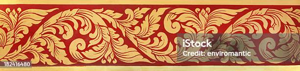Thai Buddhist Temple Motif Mural Background Stock Photo - Download Image Now - Pattern, Thailand, Thai Culture