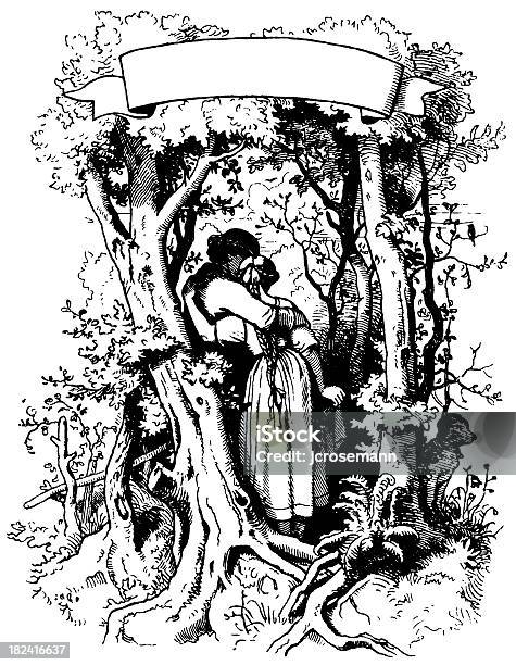 Lovers In The Forest Stock Illustration - Download Image Now - Adult, Banner - Sign, Black And White