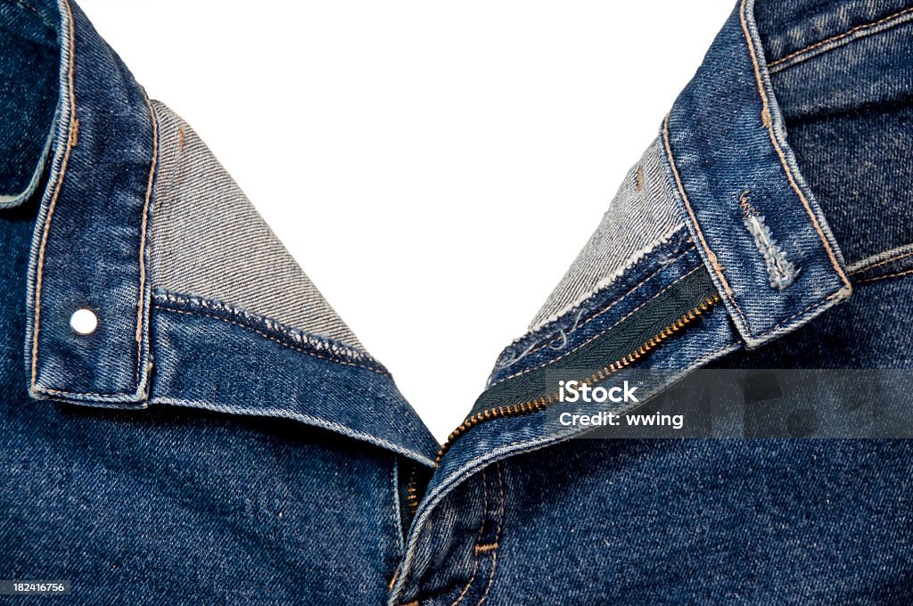 Offene Jeans mit Clipping Path - Lizenzfrei Reißverschluß Stock-Foto