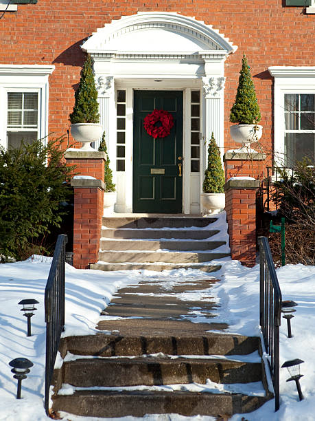 istock Walkway to the front door decorated for Christmas 182417585