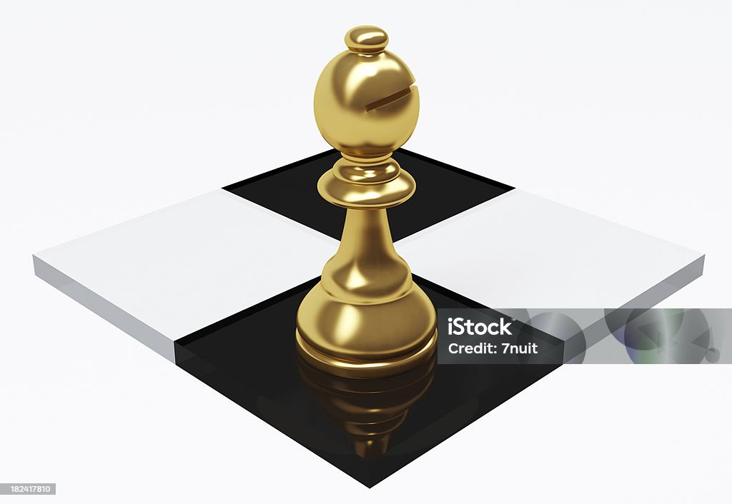 3D Glass Bishop piece on Chessboard Full 3D render of Bishop chess piece in gold isolated on white background on Chessboard King - Chess Piece Stock Photo