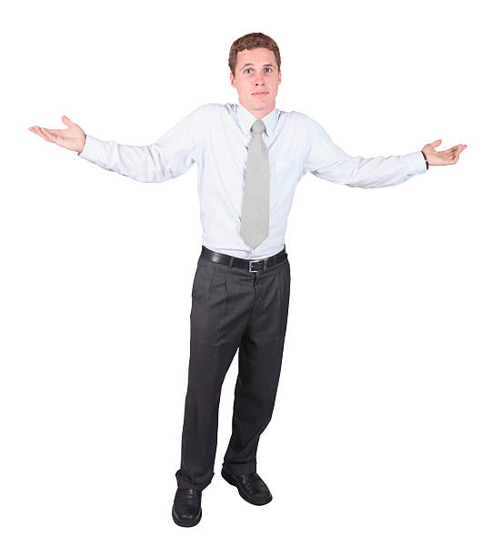 istock Isolated businessman shrugging his shoulders 182417851