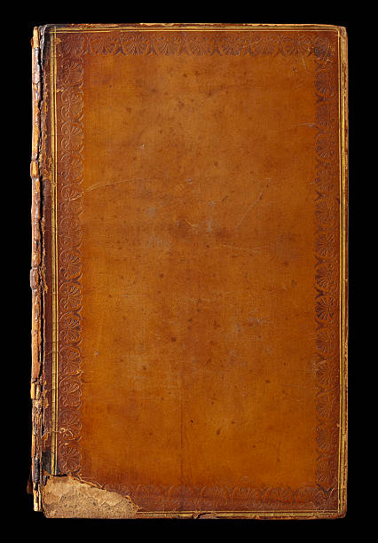 Old Leather Book Cover. Clipping Path, Black Background.