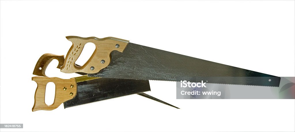 Two saws with a clipping path A mitre, keyhole and ripping saw with a clipping path. Carpentry Stock Photo