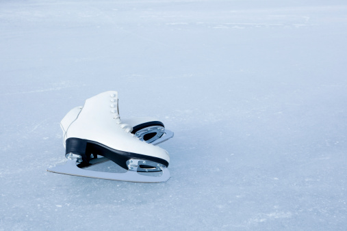 Ice skates on ice