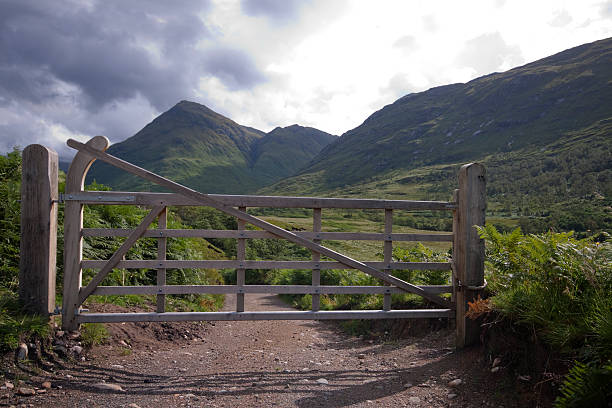 istock Six Bar Gate in beautiful Scottish landscape. 182420960