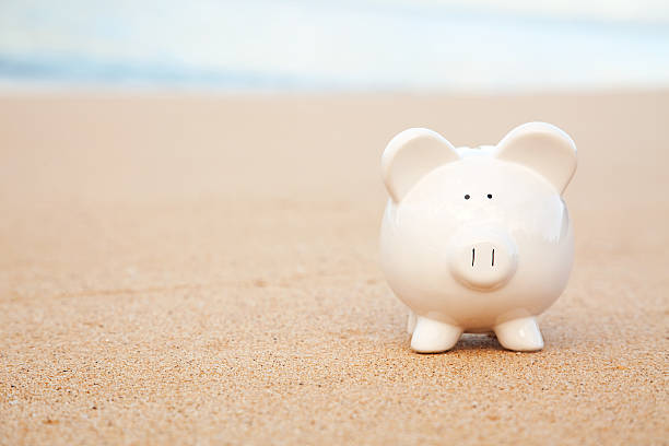 istock Piggy Bank On the Beach 182421084