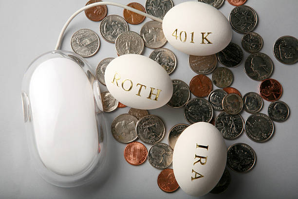 investir dinheiro on-line para a sua aposentadoria - investment mutual fund financial advisor nest egg - fotografias e filmes do acervo