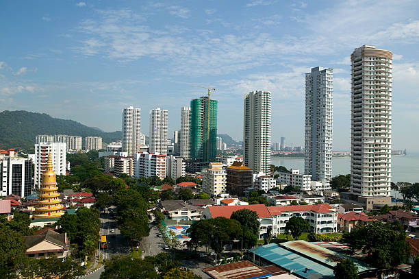 modern skyline penang malaysia malaya stock photo