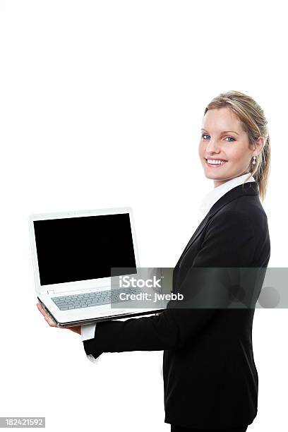 Young Business Woman With Laptop Stock Photo - Download Image Now - 20-24 Years, 20-29 Years, 25-29 Years