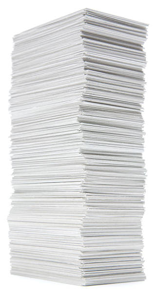 istock Stack of hand trimmed cards on white 182422101
