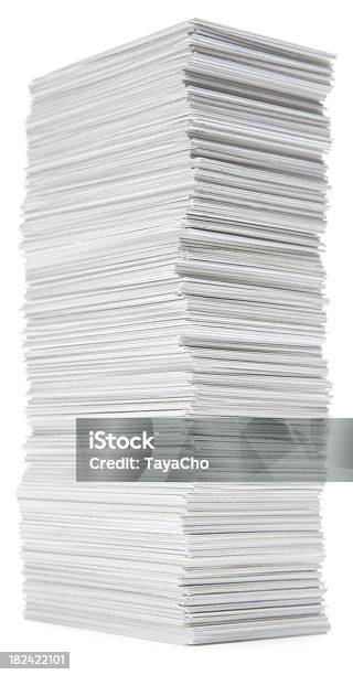 Stack Of Hand Trimmed Cards On White Stock Photo - Download Image Now - Bureaucracy, Business, Cut Out