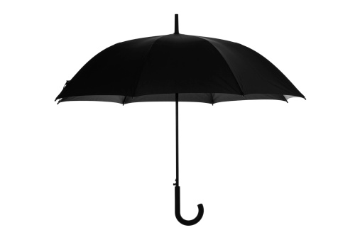 Open umbrella on white background