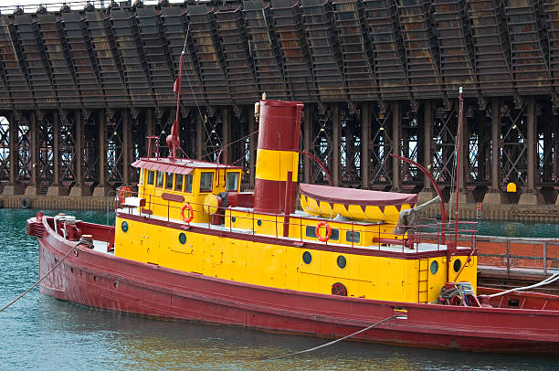 istock Old fireboat and ore dock on lake in Minnesota 182422293