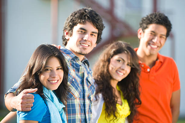 istock Latin cheerful group of friends 182423178