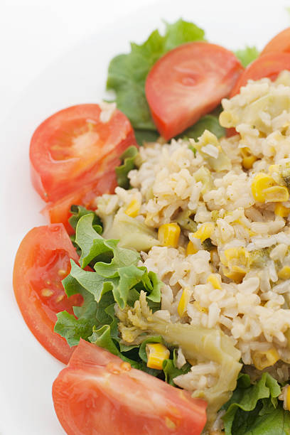 istock rice hotdish with lettuce and tomatoes 182423603
