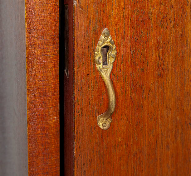 istock Antique Wooden Cabinet Handle and Lock 182423624
