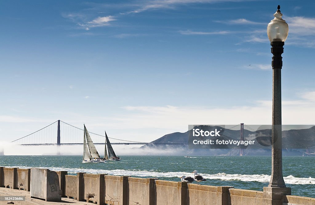 San Francisco Bay iates Vela Golden Gate Bridge Marin Headlands - Royalty-free Cais - Estrutura Feita pelo Homem Foto de stock