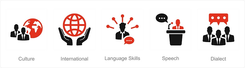 These are beautiful handcrafted pixel perfect Red and Black Filled Language icons