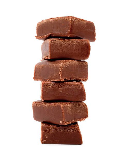 Stack Of Chocolate Fudge Stack of chocolate fudge fudge stock pictures, royalty-free photos & images