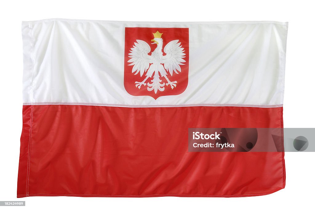 Польский флаг с эмблемой - Стоковые фото Без людей роялти-фри