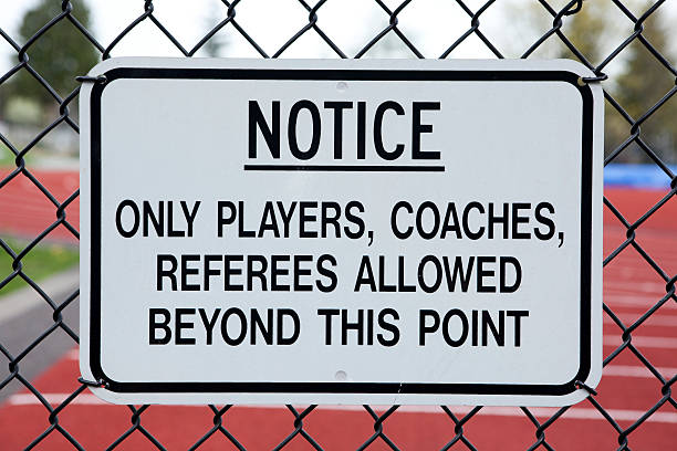 istock Sign:  Notice only players, coaches, referees allowed beyond this point 182425082