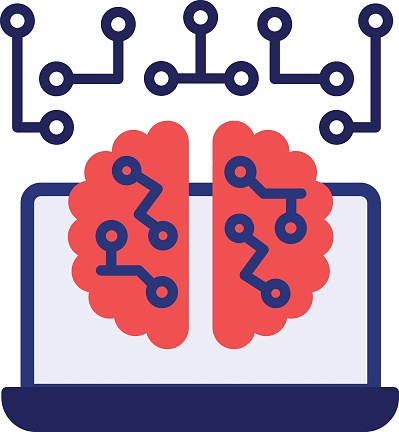 Neurostimulators vector icon design, predictive modeling or adaptive control symbol, artificial intelligence  sign, deep learning stock illustration, Brain