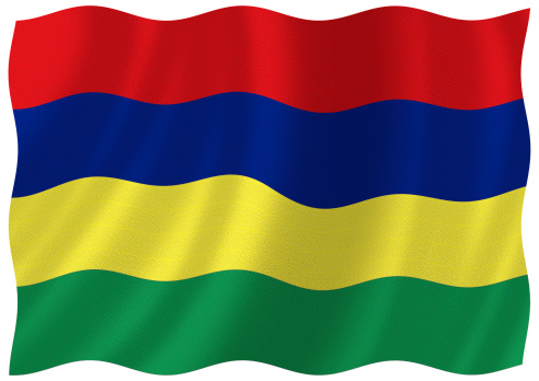 Flag of mauritius waving with highly detailed textile texture pattern