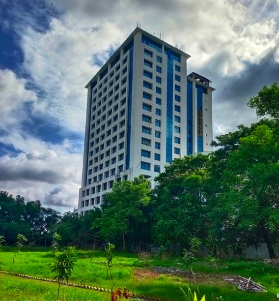 istock Modern building overlay tree in forest, Abstract modern architecture replace forest, big city develop replacement concept 1824257265