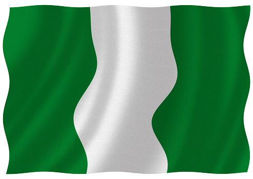 Flag of nigeria waving with highly detailed textile texture pattern